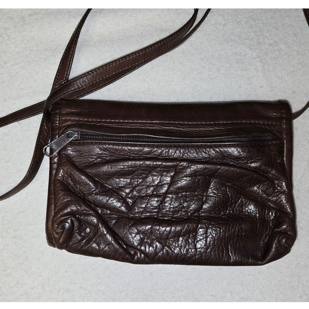 J. Duren Rainguarded Leather Crossbody Bag Brown Organizer Wallet Purse - Picture 5 of 5